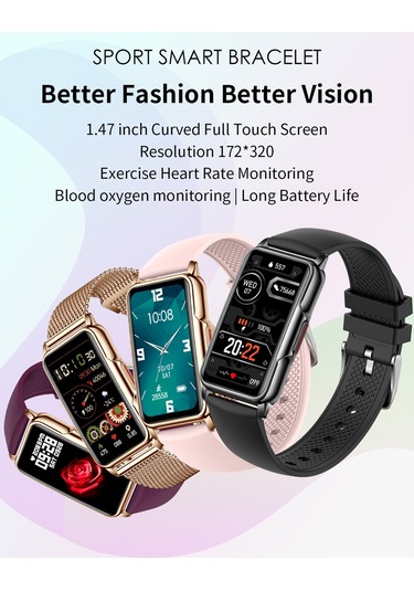 Lemestar H80 Akıllı Saat 1.47" Dokunmatik Ekran Silikon Kayış