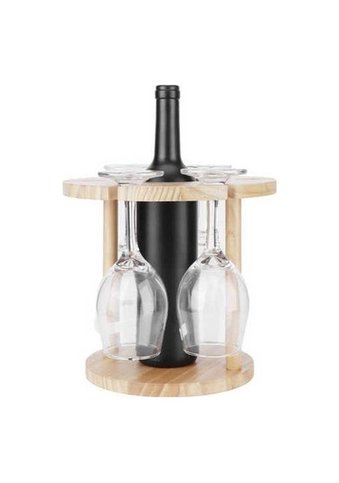 Venturemart Şarap Organizatör Ahşap Şarap Rafı Cam Bardak Tutucu Organizatör 6 Cam Ve 1 Şarap Şişesi Için