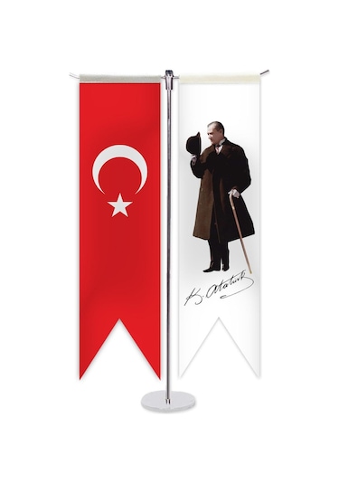 Atatürk ve Türk Bayragı T Masa Bayragı