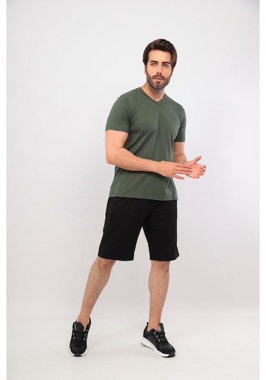 Fore Sport Erkek V Yaka T-shirt Haki