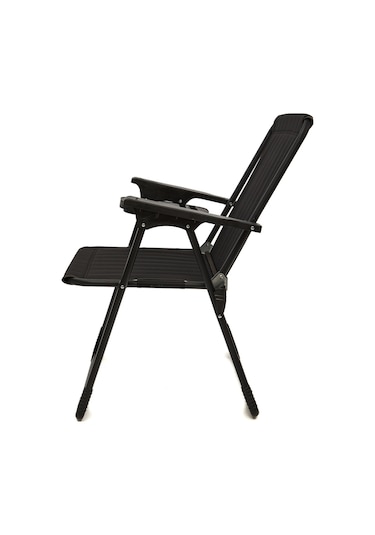 Natura 4 Adet Kamp Sandalyesi Oval Bardaklık Siyah + MDF Masa Siyah