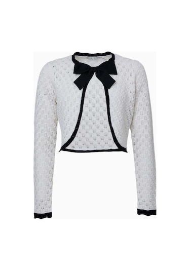 Almi Alice And Olivia Dannie Shrug Bow Hırka Beyaz M