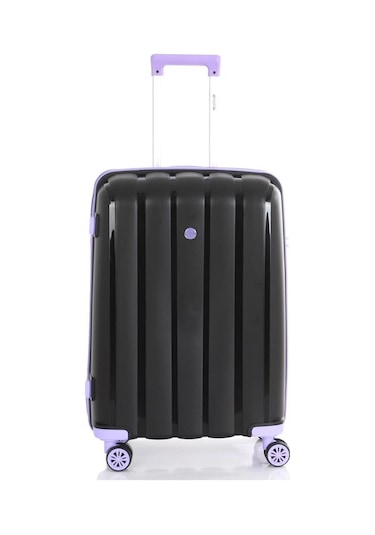 Mçs Bavul Orta Ve Kabin 2li Set Kırılmaz Silikon Valiz V305 Siyah/lila Siyah