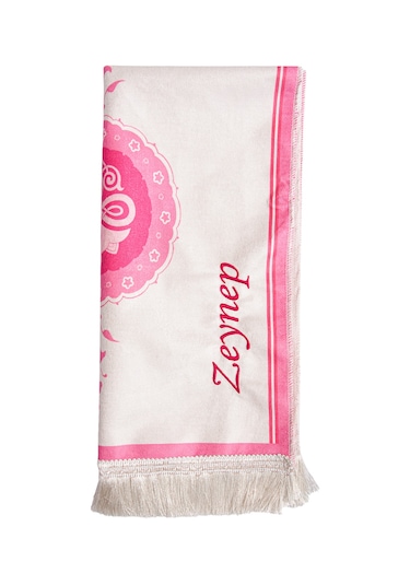 Cami Desenli İsimli Çocuk Seccadesi - İsme Özel Nakışlı - Pembe Pembe