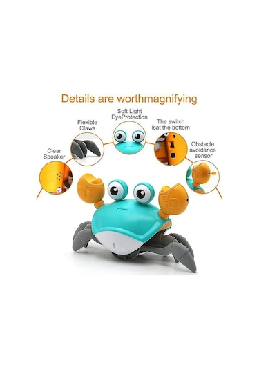 Emeklemeye Yardımcı Sensörlü Yengeç Şarjlı Oyuncak Mega Yengeç - Mavi Yengeç