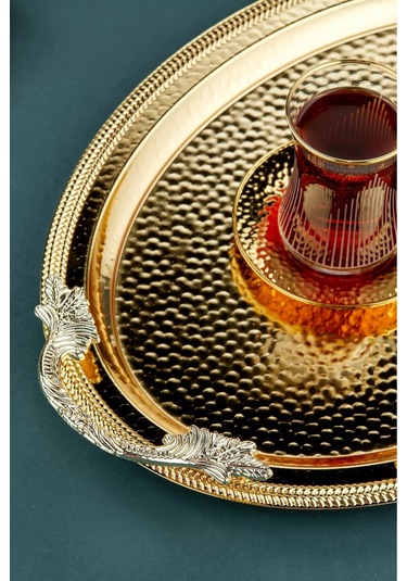 Cooker 2'li Ev Sofra Mutfak Oval Sunum Tepsisi 27 Cm Altın