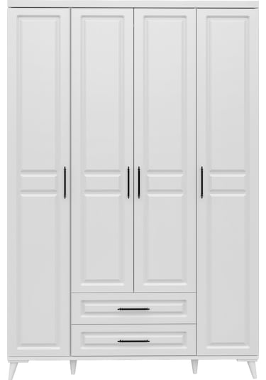 GuneyStore Gözde 4 Kapaklı Komple MDF Beyaz Gardırop