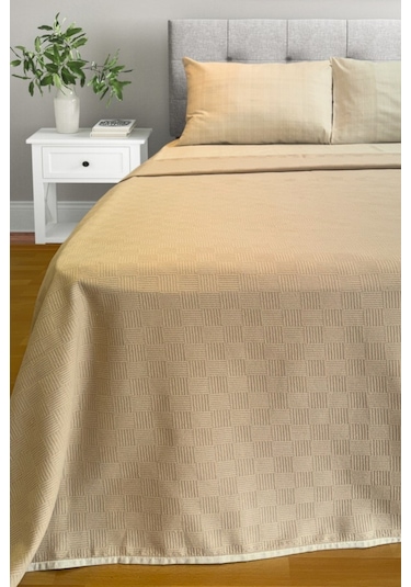 Alla Turca Çift Kişilik Doğal Pamuk Pike Sütlü Kahve Kahverengi