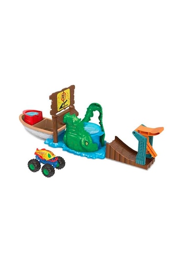 Hot Wheels Monster Trucks Renk Değiştiren Araçlar Timsahtan Kaçış Oyun Seti- HGV14