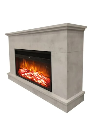 Dlc Large Penida Retro Beton Desen 1800 Watt Dekoratif Elektrikli Şömine