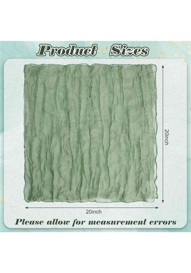 Tülbent Tülbent Peçeteler Buruşuk Yemek Peçeteleri Deko Yeşil 12 Adet Yeşil