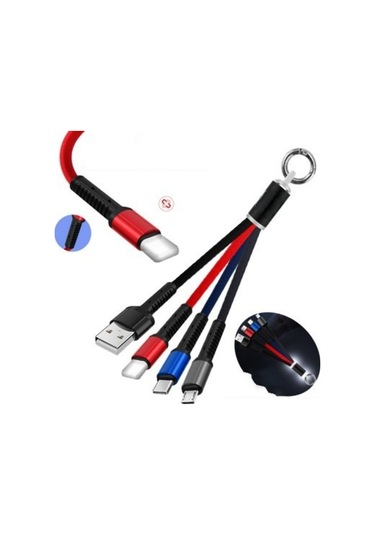 Anahtarlık Çoklu Şarj Kablosu 4 Başlıklı