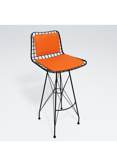 Knsz kafes tel bar sandalyesi 1 li zengin syhtrn sırt minderli 75 cm oturma yüksekliği ofis cafe bahçe mutfak Çok Renkli