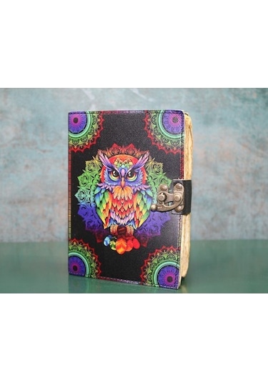 Baykuşlu Deri Defter Model 2 - 9094272640355del