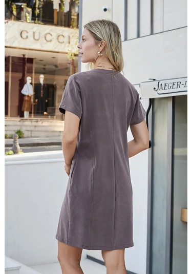 Kadın Modal İpeksi Hafif Esnek Kumaş Geniş Sıfır Yaka Patlı Düşük Omuzlu Yan Cepli Diz Boy Elbise-kahve Kahve Kadın Modal İpeksi Hafif Esnek Kumaş Geniş Sıfır Yaka Patlı Düşük Omuzlu Yan Cepli Diz Boy Elbise-kahve Kahve