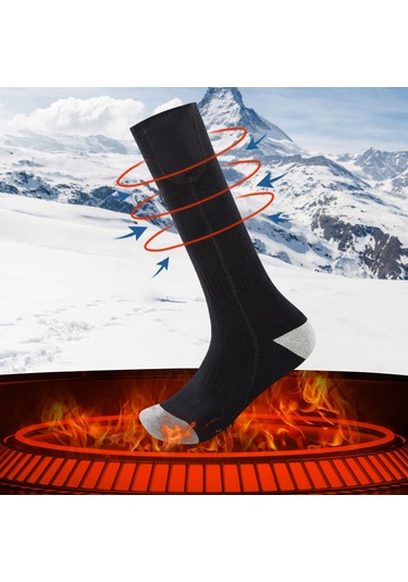 Geeroyoo Kumaş Isıtıcı Çoraplar, Winter Spor İçin Usb Şarjlı, Tip C Pil Kutusu İle, Gri-mavi, Erkek/kadın, Ski Ve Bisiklet Yürüyüşleri İçin Isı Sağlar Çok Renkli