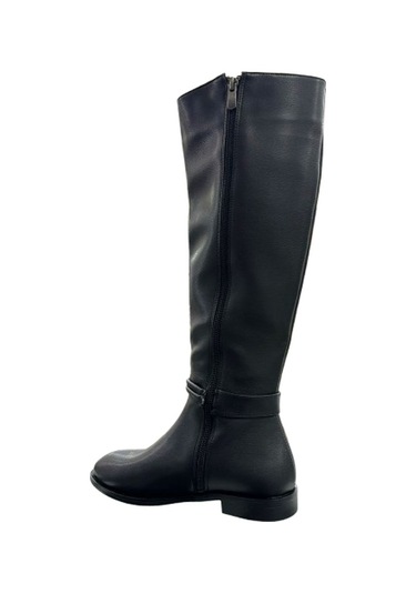 Beyaz Park Moda Lisa Günlük Kadın Dizaltı Çizme Siyah Siyah