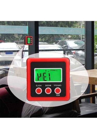 Pazly 3 Düğmeli Mini Dijital Eğim Kutusu Kırmızı - İnklinometre - Hassas Ölçüm Diğer