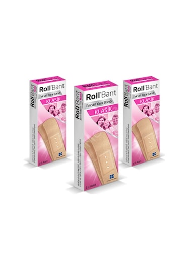 Roll Bant Klasik Tekstil Yara Bandı 3 x 10 Adet
