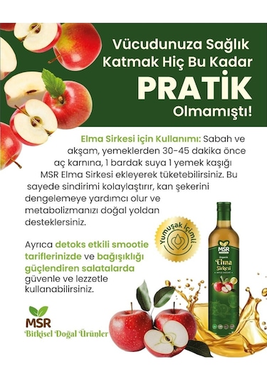 Doğal Fermantasyon Elma Sirkesi 500 Ml