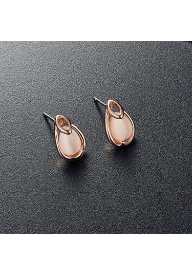 Su Damlası Şekli Sahte Opal Kolye Kolye Küpe Düğün Gelin Takı Seti Çok Renkli