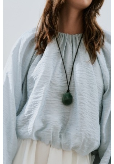 Balon Form Kısa Bluz Mavi Mavi