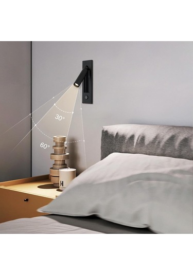 Ximistore9 Yatak Odası Okuma Işığı: Ayarlanabilir Kollü Led Duvar Lambası - Göz Koruyucu Yumuşak Işık, Modern Dekoratif Tasarım Siyah