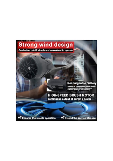 Vkemall Turbofan El Tipi Jet Fan 500g Yüksek Rüzgar Gücü Lityum Şiddetli Fan Kanallı