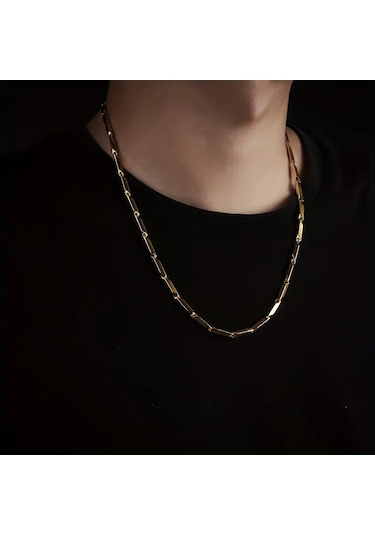 Gold Küp Model Unisex Kararmaz Yüksek Kalite Çelik Kolye&bileklik Gold