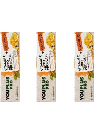 Youplus Pro Vitamin C, D, Çinko & Propolis 15 Efervesan Tablet X 3 Adet