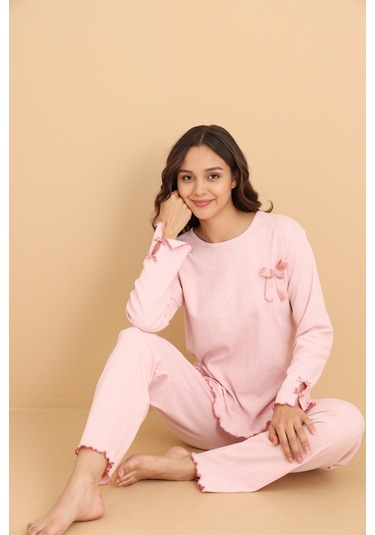 Mirano 8604 Pointel Kumaş Mevsimlik Günlük Kadın Pijama Takımı Pembe