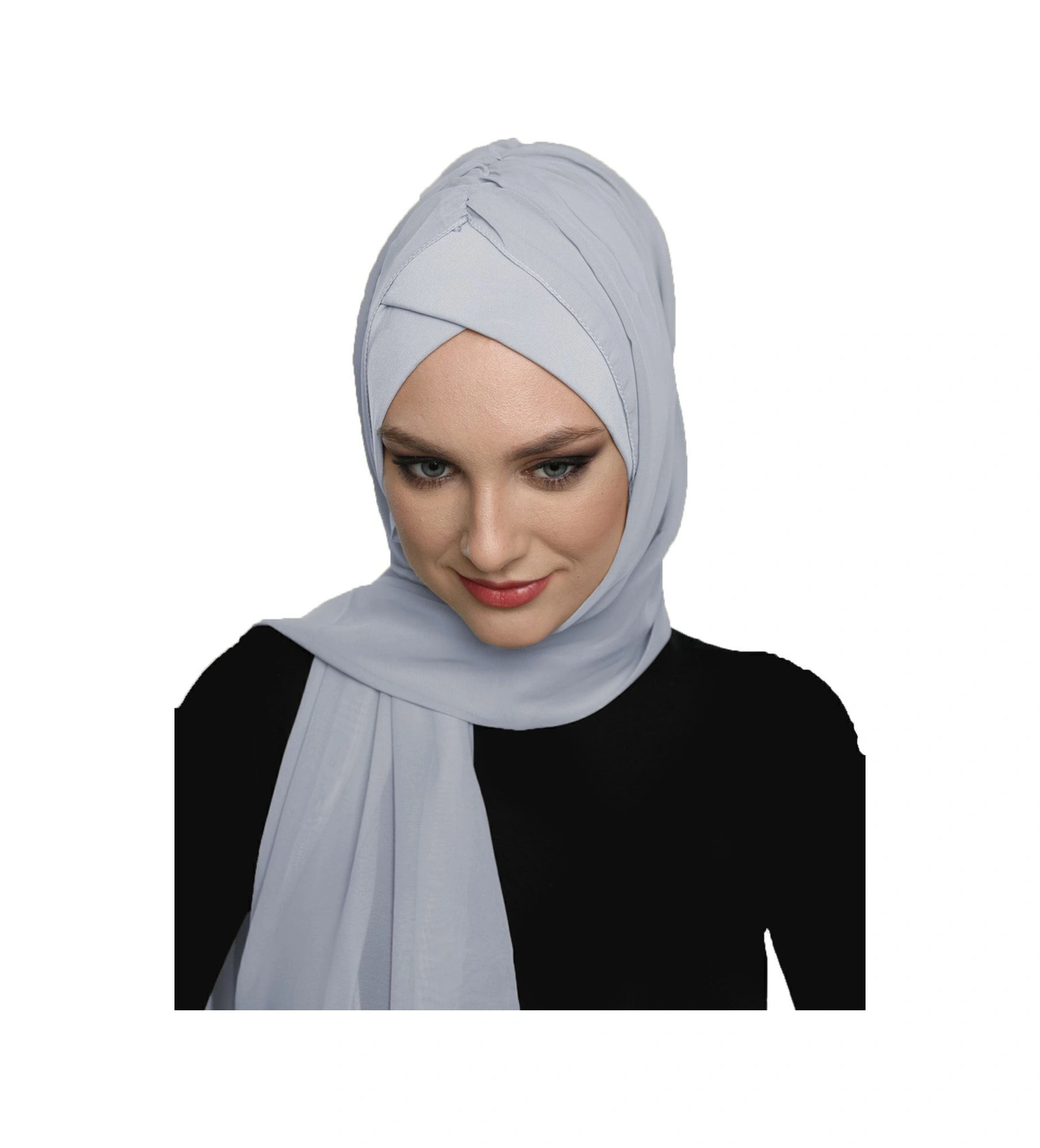 Şallı Takmatik Sade Açık Gri Hazır Türban Tesettür Bone Namaz Örtüsü Açık Gri