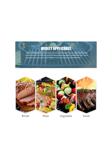 Jeehugo 3'lü Siyah Barbekü Matı - Isı Dayanıklı 260 C, Yemek Tutmayan, Tekrarlı Kullanımlı, Temizliği Kolay, Fırın/grill Uyumlu Çok Renkli