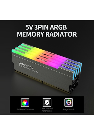 Reedark "5v 3pın Argb Hafıza Soğutucu - Yazılım Ve Coolmoon Hub İle Aydınlatma Kontrolü"
