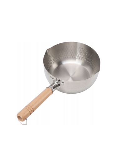 Youtek 304 Paslanmaz Çelik Japon Kova Tencere - Derin Tasarım, Anti-yanık Ahşap Kollü, Sıcak Hızlı Isınır, 20cm Kapaksız Gümüş