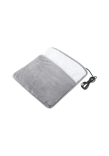 Kış Elektrikli Ayak Isıtma Pedi Usb Şarj Yumuşak Peluş Gri