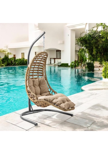 Capri Swing Bodrum Tekli Rattan Bahçe Salıncağı Balkon Salıncağı Renkli