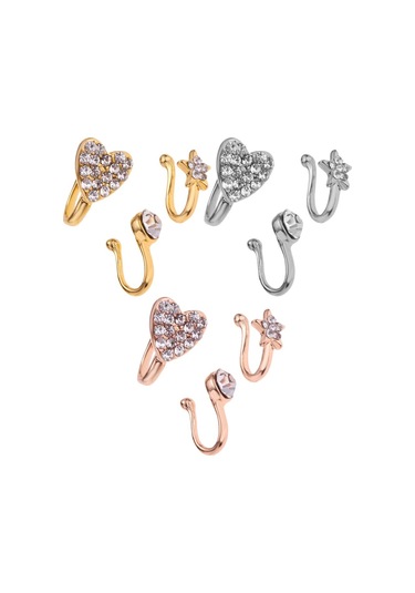 Homyl 3 Adet Charm Kadın Çiçek Pentagram Kristal Metal Altın