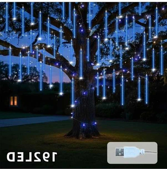 Trendooze Yas Parıltılı 192 Led 8 Tüp 118 İnç Mavi Usb Dekor Işık