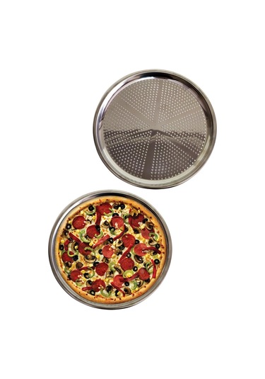 Evini Sev Delikli Pizza Tepsisi Lahmacun Pide Tepsisi 32cm Gümüş