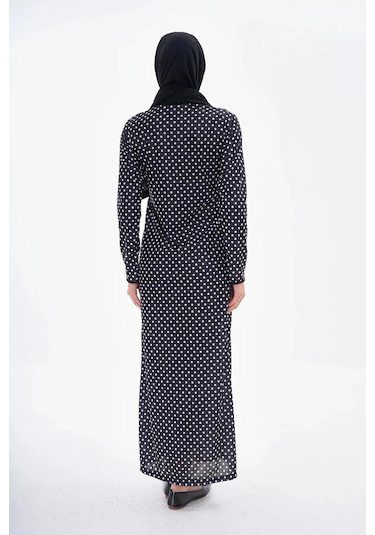 Puantiyeli Yandan Bağlamalı Namaz Elbisesi-21008 Gül Kurusu