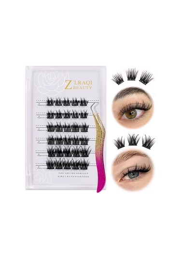 Fosenze Z'lraqı Beauty Yapıştırıcısız Yapay Kirpikler, Doğal Ve Dolgun, 10mm+12mm+14mm, 30 Adet, Cımbız Hediyeli Gümüş