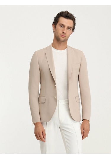 Kip Bej Düz Slim Fit Ceket 001