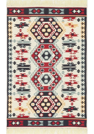 Arya Ar 30 Red %100 Geri Dönüşümlü Pamuktan Çift Taraflı Yıkanabilir Modern Dekoratif Kilim