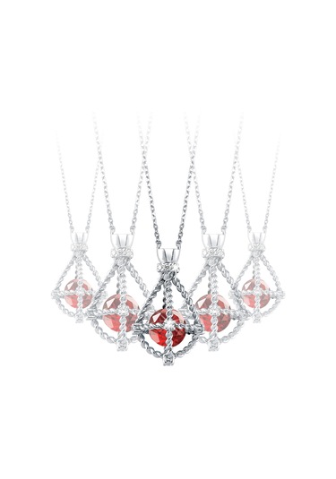 Pırlanta Lilarote Yakut Taşlı Gümüş  Kolye