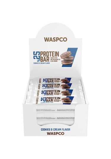 Waspco Bitter Çikolata Kaplı Bisküvi Aromalı Protein Bar 36G x 12 Adet