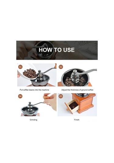 Yunboo Ev İçin Ahşap Ve Paslanmaz Çelik El Fırçalı Kahve Bean Değiştirici - Küçük Boy El İle Kahve Öğütü Makinesi Diğer