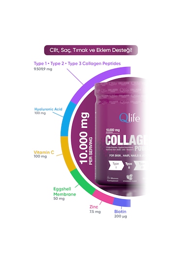 Collagen Powder Hidrolize - Toz Kolajen Çilek Aromalı 250 Gr