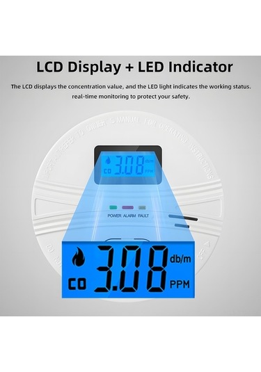 Dancemonkey Duman Ve Karbonmonoksit Dedektörü - 2'li Set, Lcd Ekranlı, Pil İle Çalışan