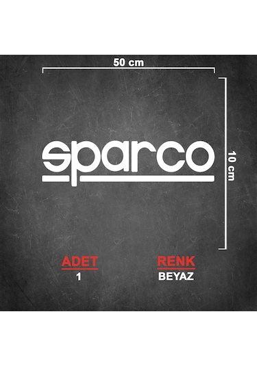 Sparco Sticker - Oto Sticker - Araba Sticker - Araç Sticker - Cam Sticker - 50cm X 10cm - Beyaz